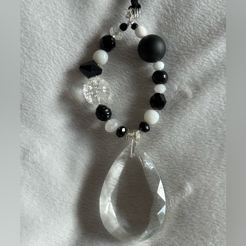 Black & White Beaded Decorative Ornament/Suncatcher